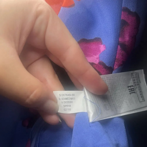 Banana Republic Round Neck Poppy Floral Maxi Dress Purple Blue Size 2 - Picture 9 of 9